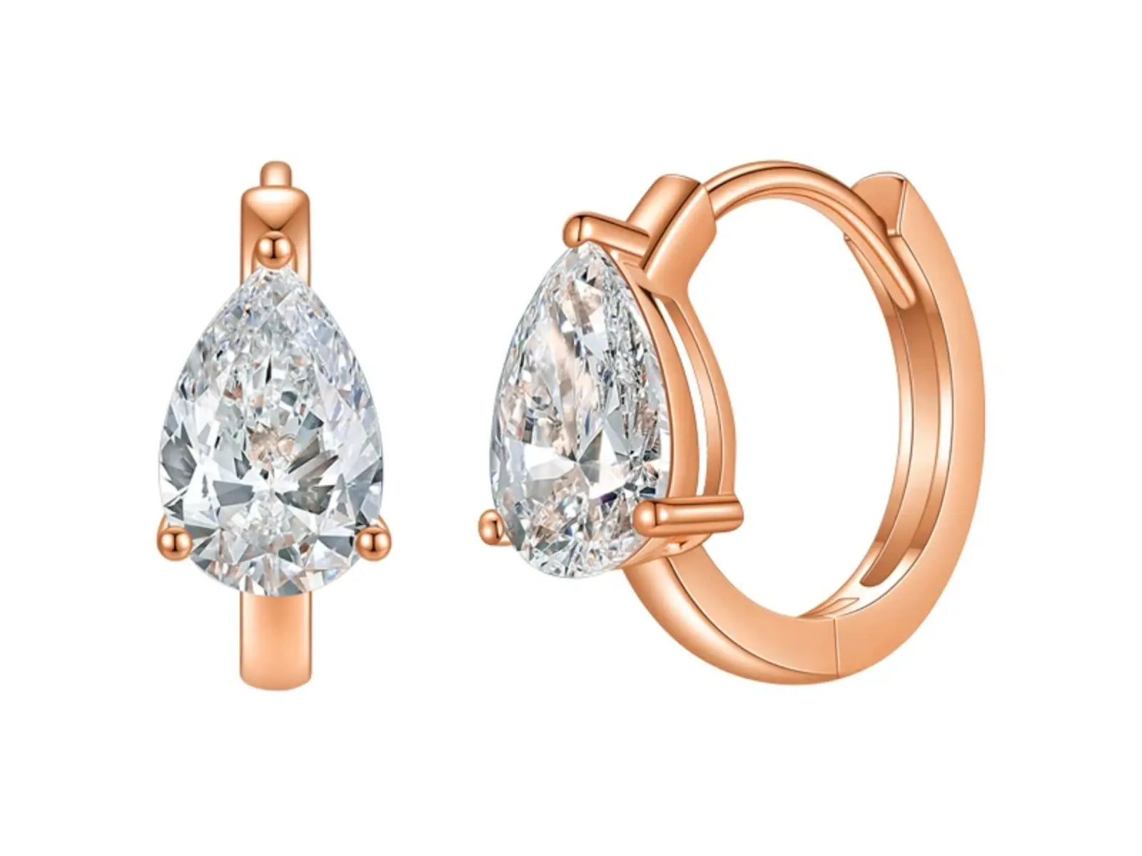 Orecchini Cyre The Gutta in oro rosa 18K con diamante lab-grown taglio goccia, incastonatura 3 griffe