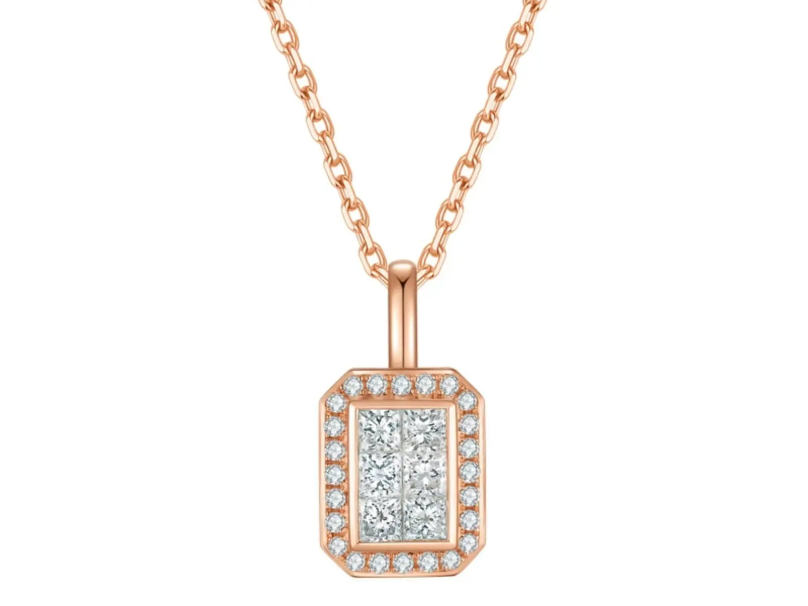 Collana Cyre The Quadratus - Diamante Lab-Grown 0.4-1.2ct Oro Rosa 18K - Cyrediamond