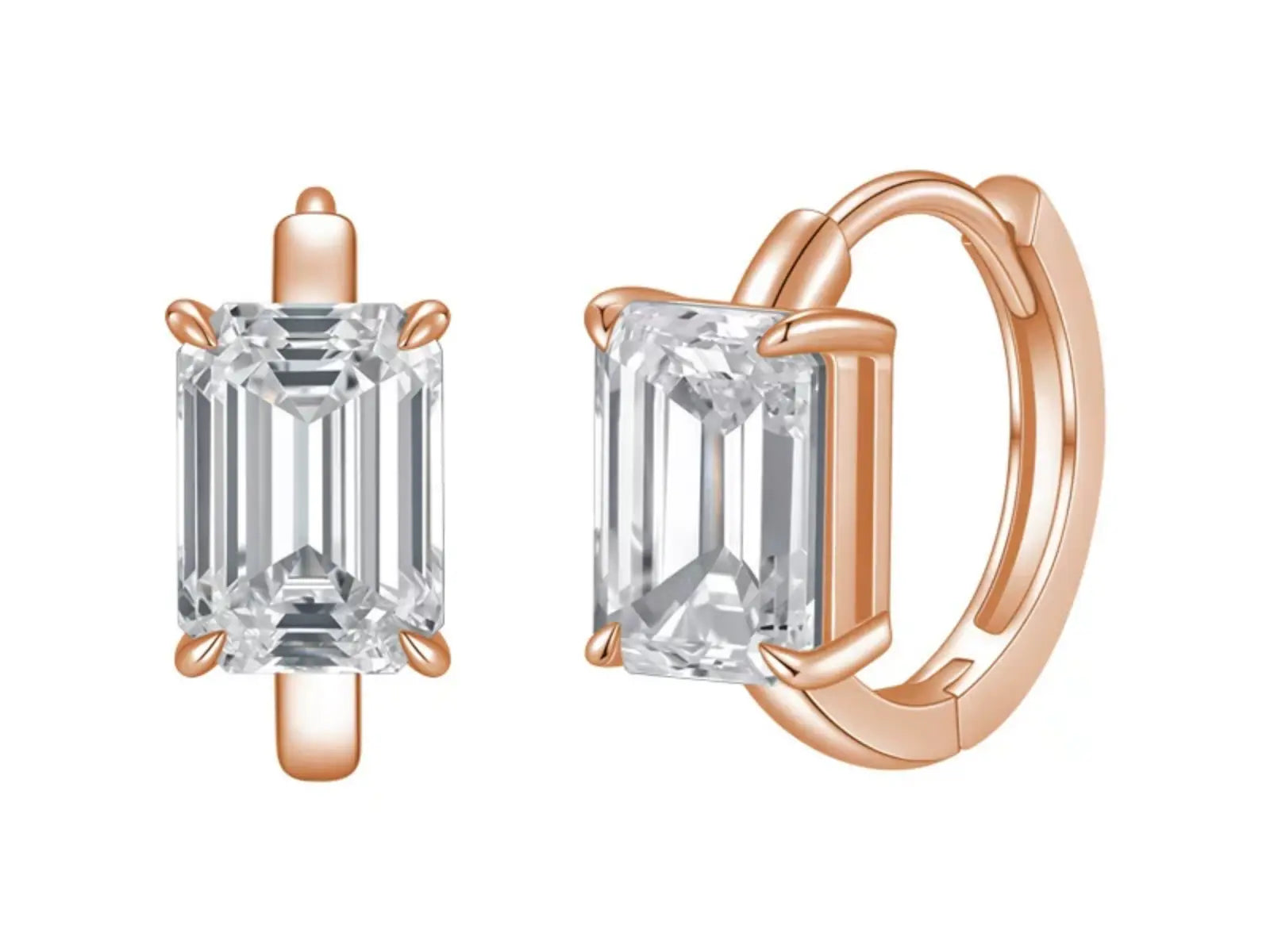 Orecchini diamante lab-grown taglio smeraldo oro rosa 18K – Cyre-The Regia | Cyrediamond