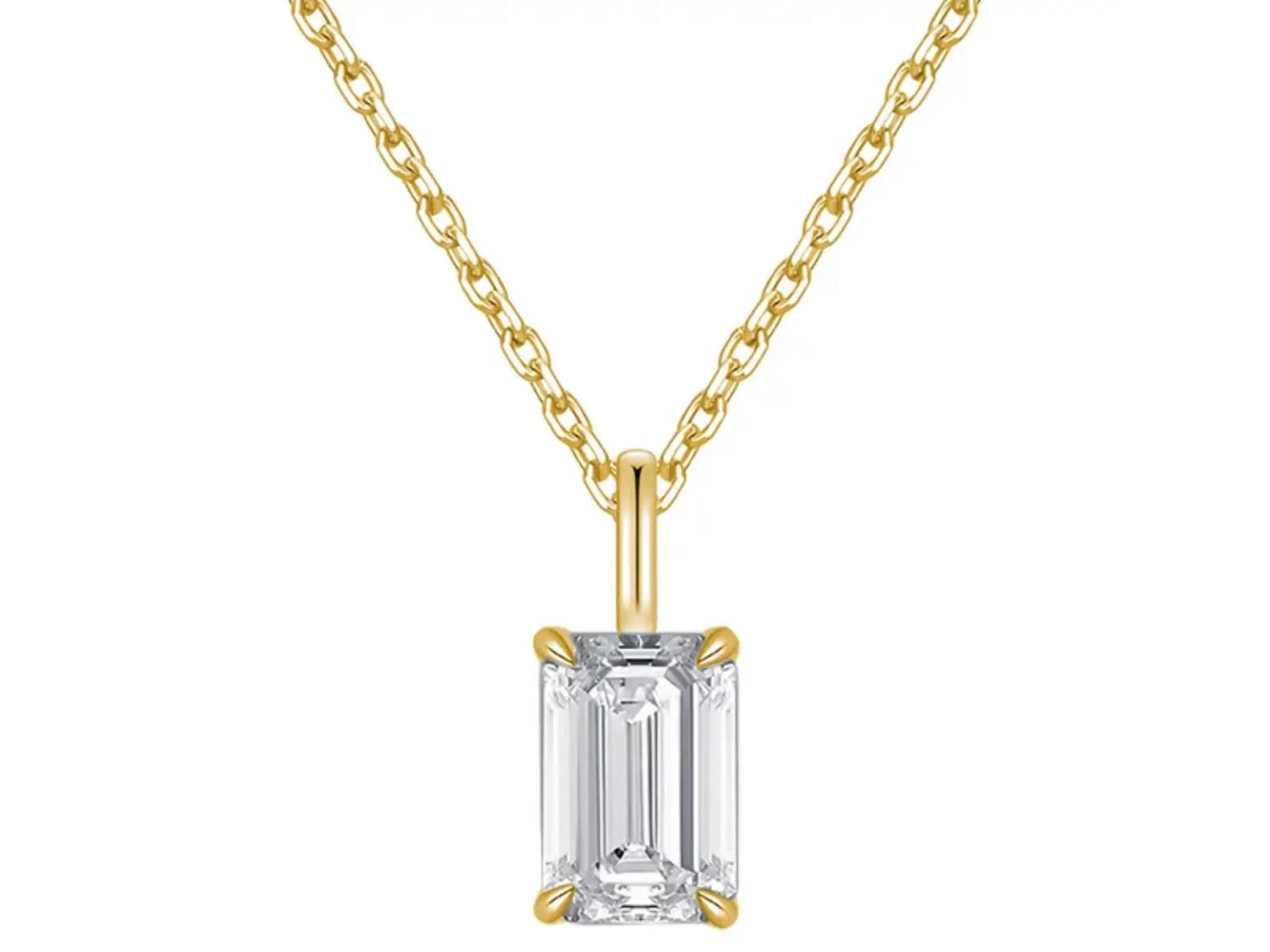 Collana Cyre The Obelisk in oro giallo 18K con diamante lab-grown taglio smeraldo 1ct, certificazione IGI