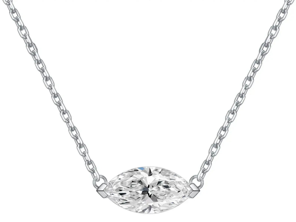 Collana Cyre The Oculus in oro bianco 18K con diamante lab-grown taglio marquise 1ct, certificazione IGI