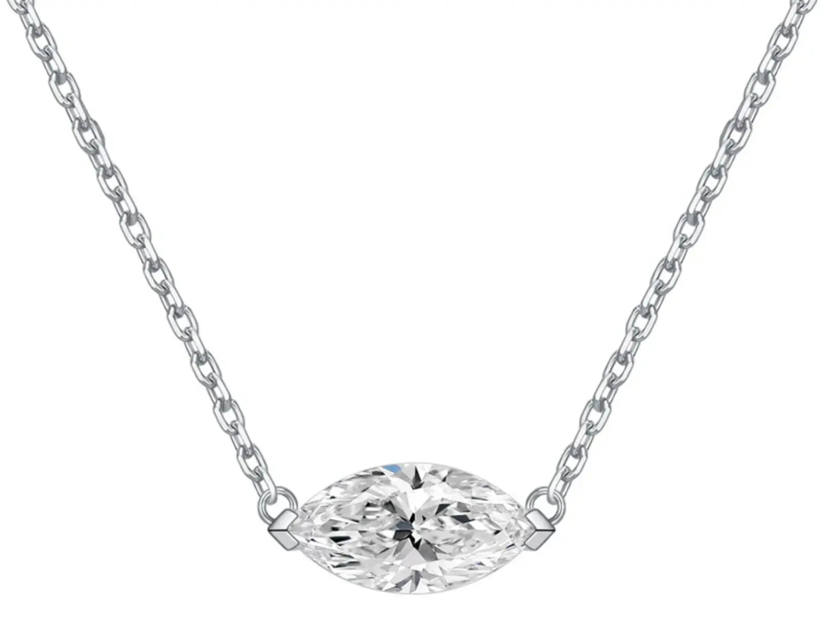 Collana Cyre The Oculus in oro bianco 18K con diamante lab-grown taglio marquise 1ct, certificazione IGI
