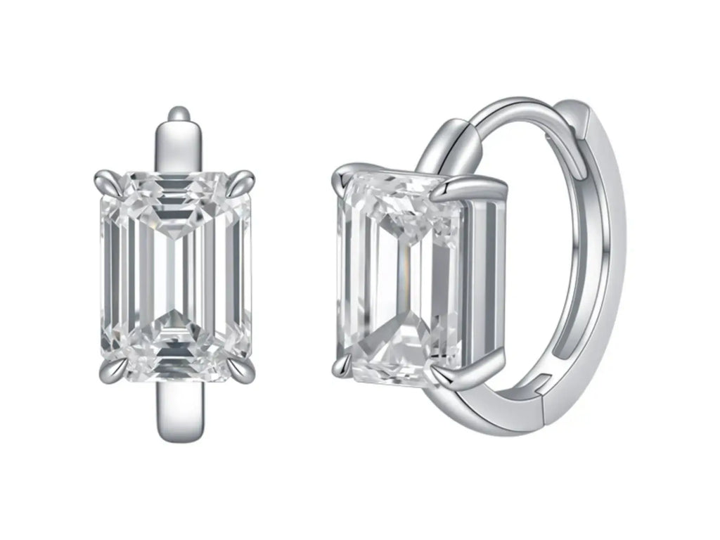 Orecchini diamante lab-grown taglio smeraldo oro bianco 18K – Cyre-The Regia | Cyrediamond