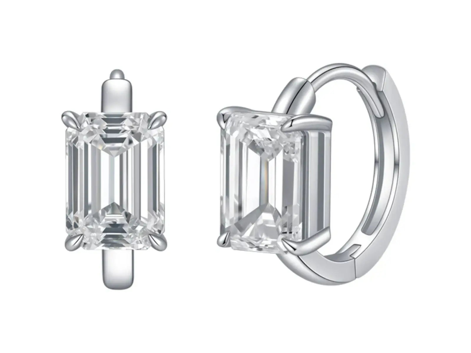 Orecchini diamante lab-grown taglio smeraldo oro bianco 18K – Cyre-The Regia | Cyrediamond