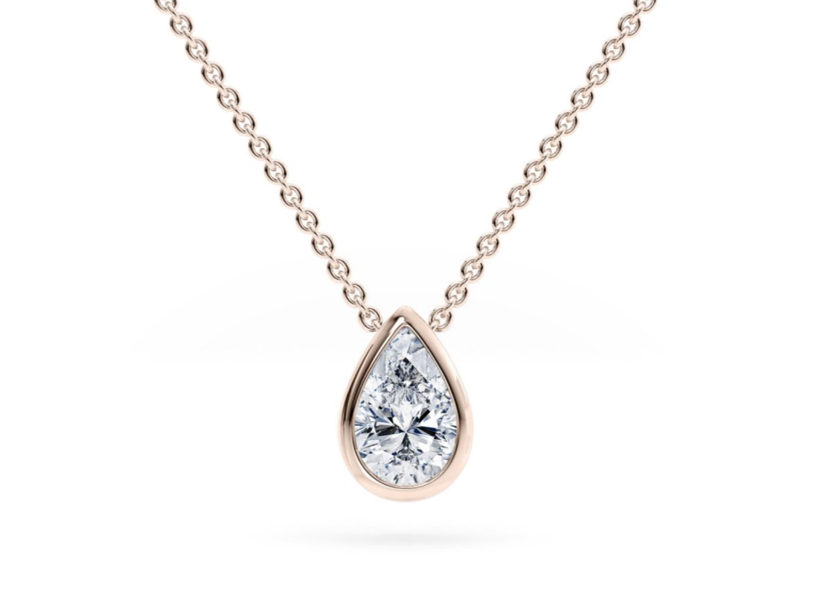 The Droplet lab-grown diamond necklace in 18K Rose Gold — Cyrediamond