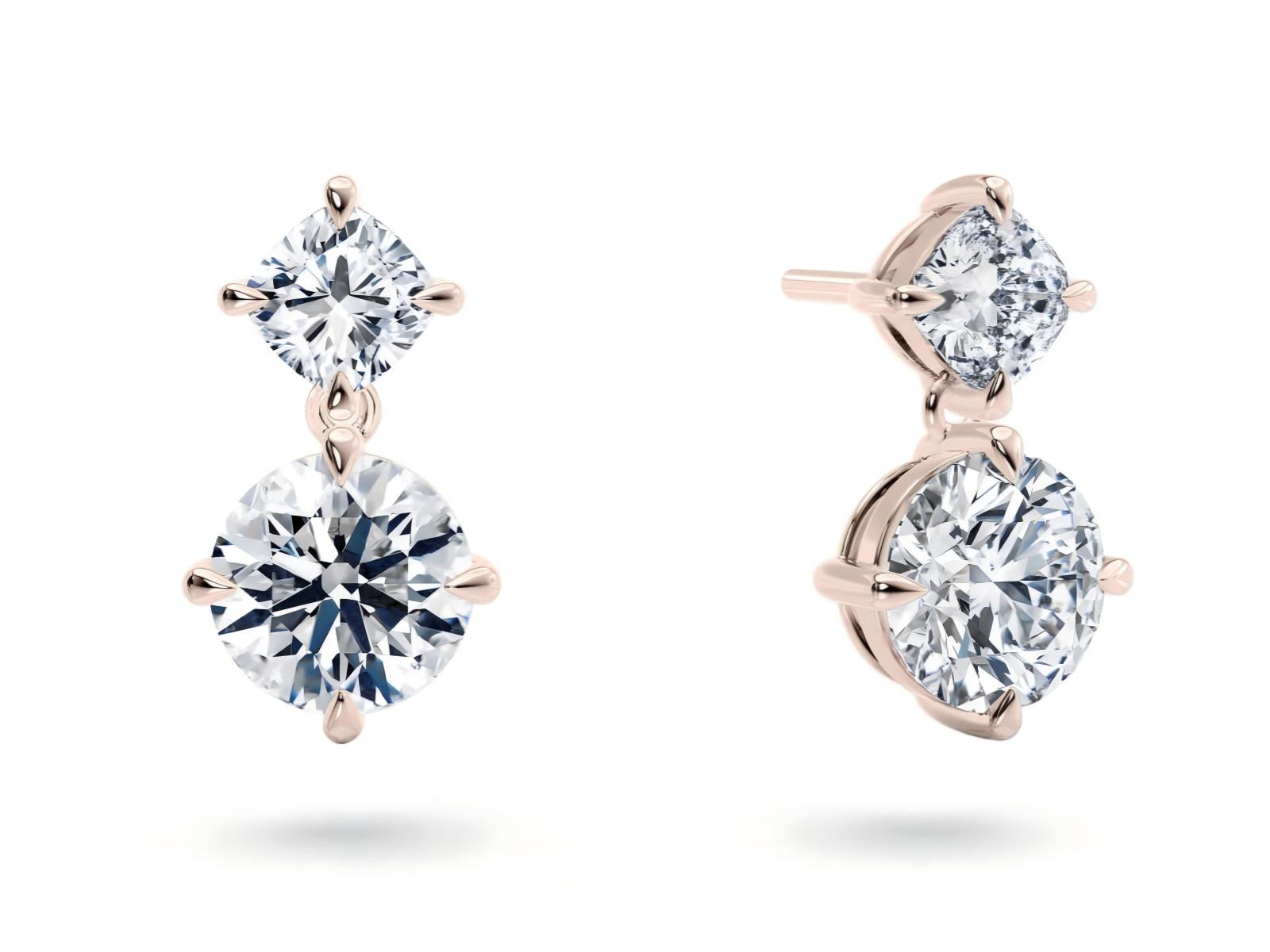 The Duo lab-grown diamond earrings in 18K Rose Gold — Cyrediamond