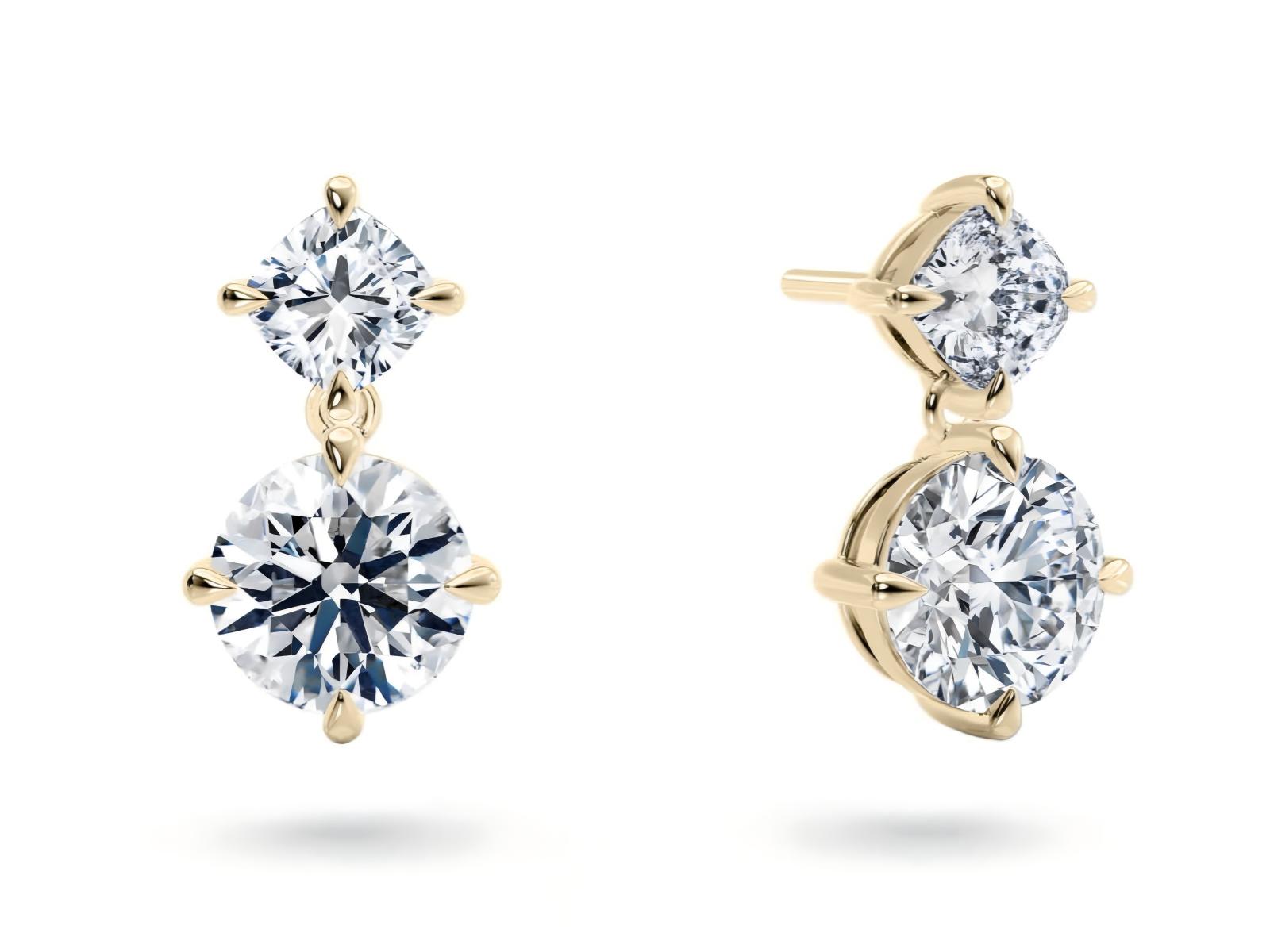 The Duo lab-grown diamond earrings in 18K Yellow Gold — Cyrediamond