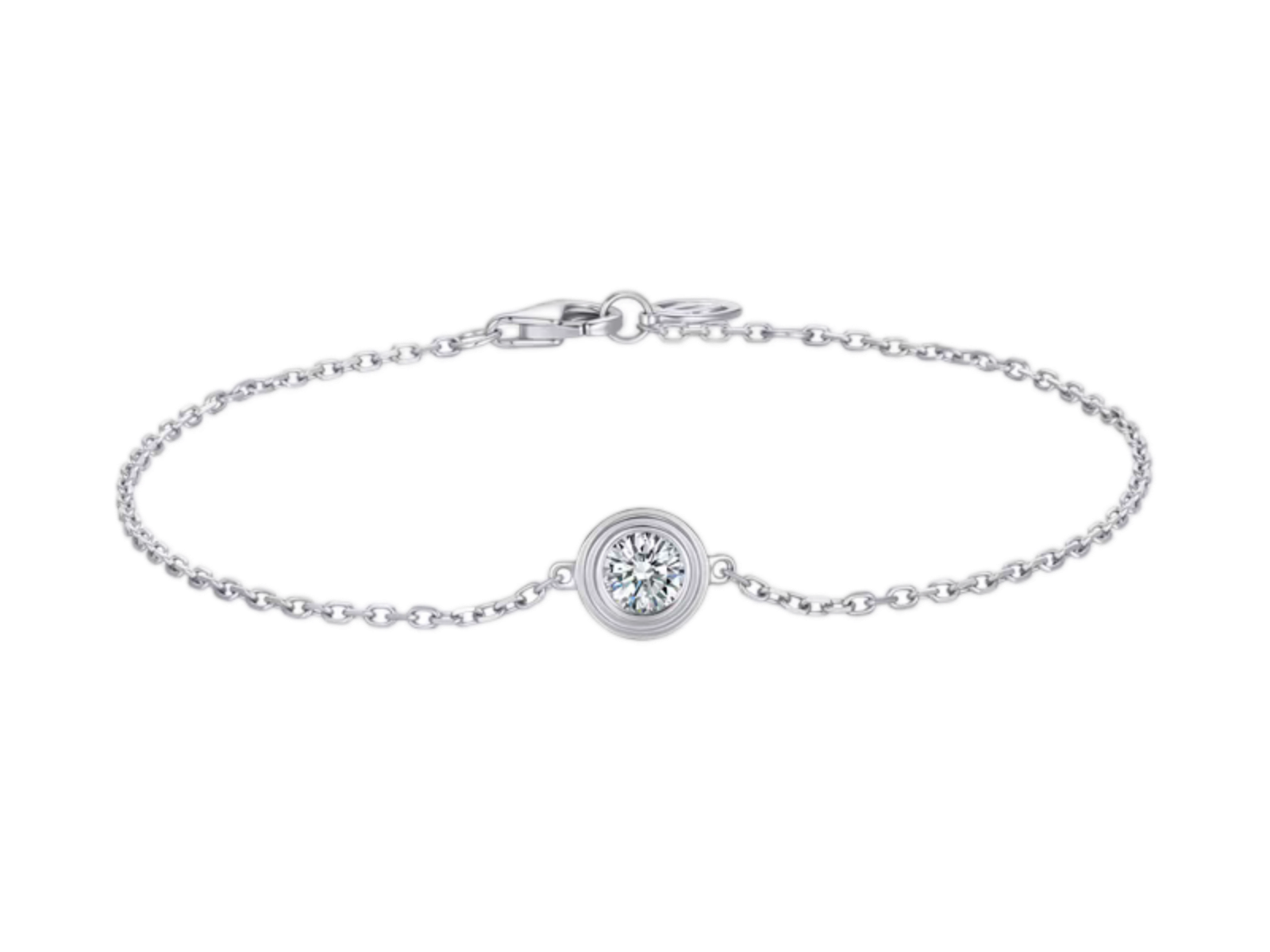 Bracciale Cyre-The Aura in oro bianco 18k con diamante lab-grown taglio brillante, incastonatura bezel