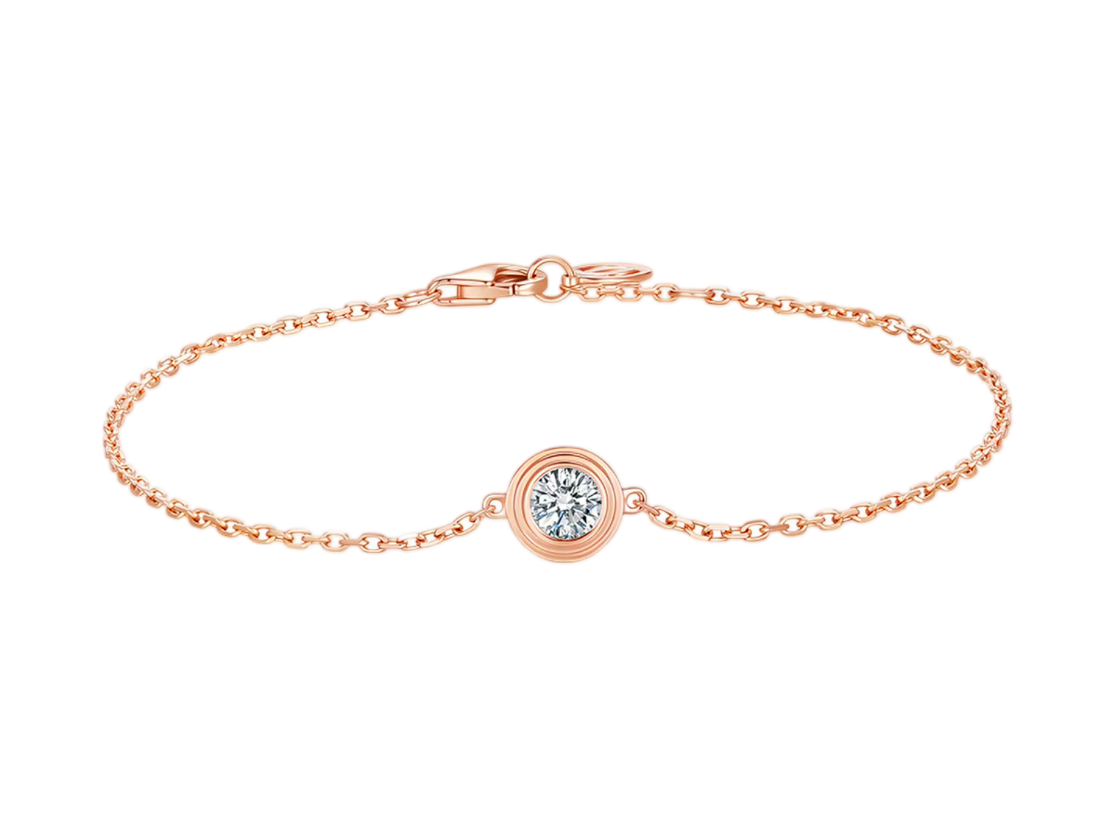 Bracciale Cyre-The Aura in oro rosa 18k con diamante lab-grown taglio brillante, incastonatura bezel