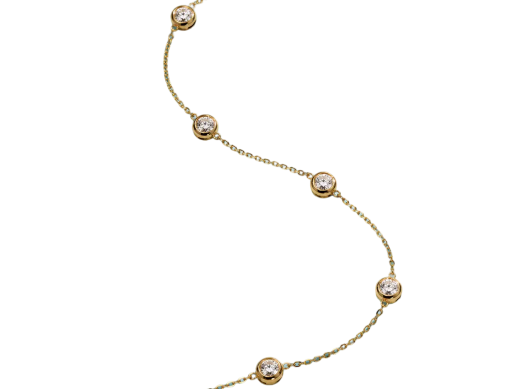 Vista laterale bracciale tennis Cyre-The Bullae oro giallo 18k con diamanti lab-grown ~0,5ct
