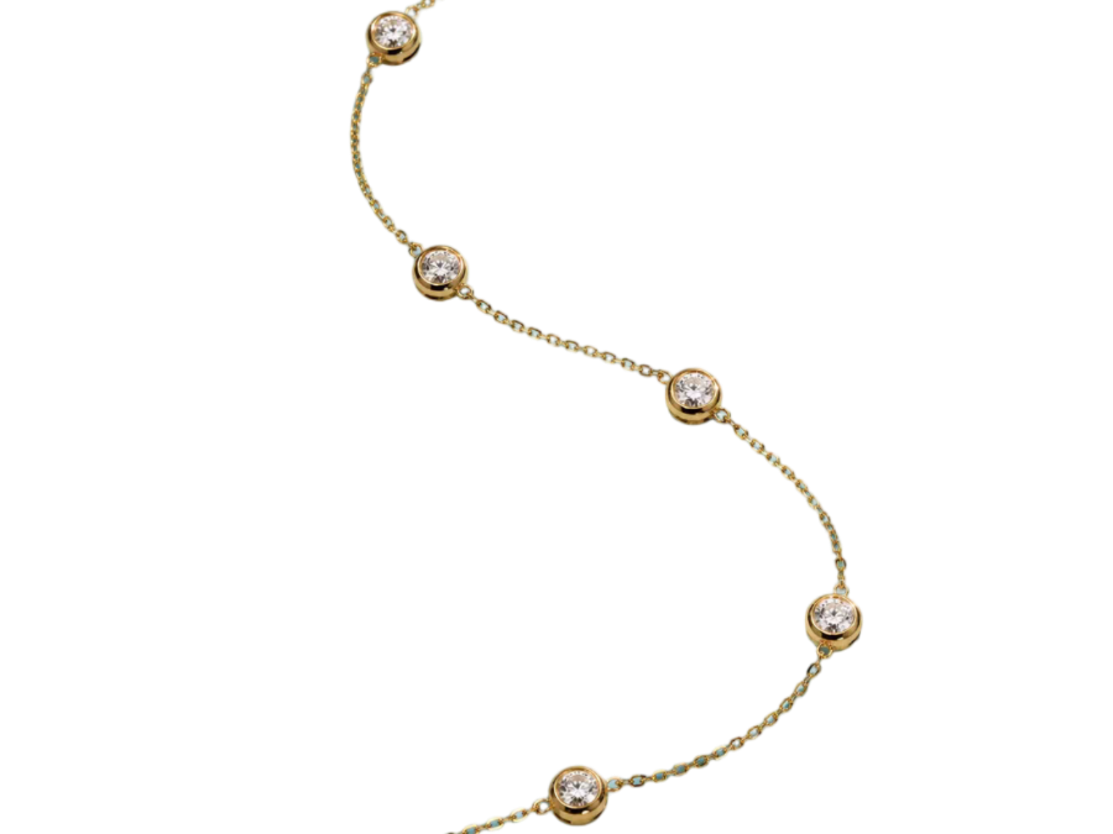 Vista laterale bracciale tennis Cyre-The Bullae oro giallo 18k con diamanti lab-grown ~0,5ct