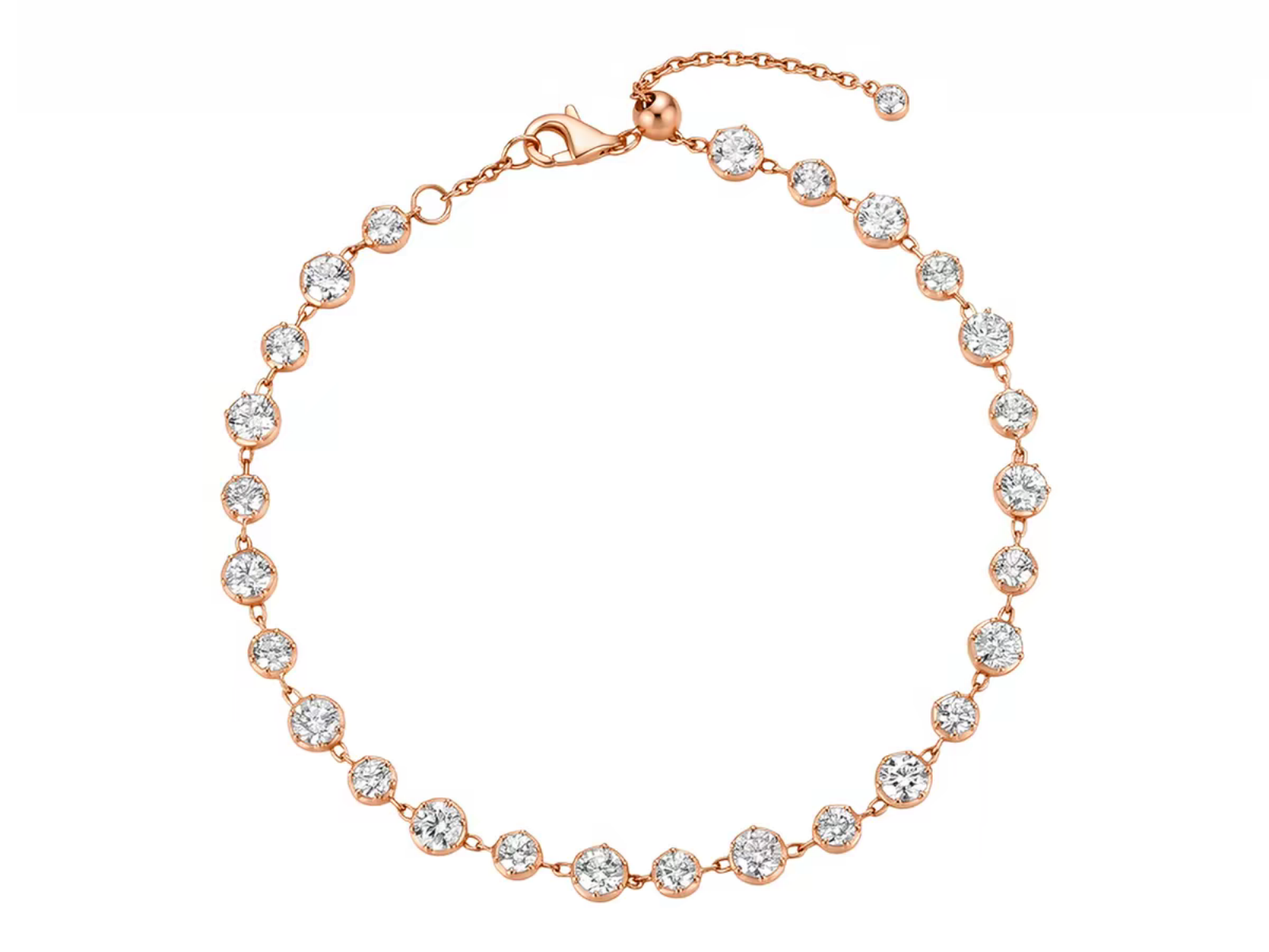 Bracciale tennis Cyre-The Serta in oro rosa 18k con diamanti lab-grown bezel ~3,7ct, vista frontale