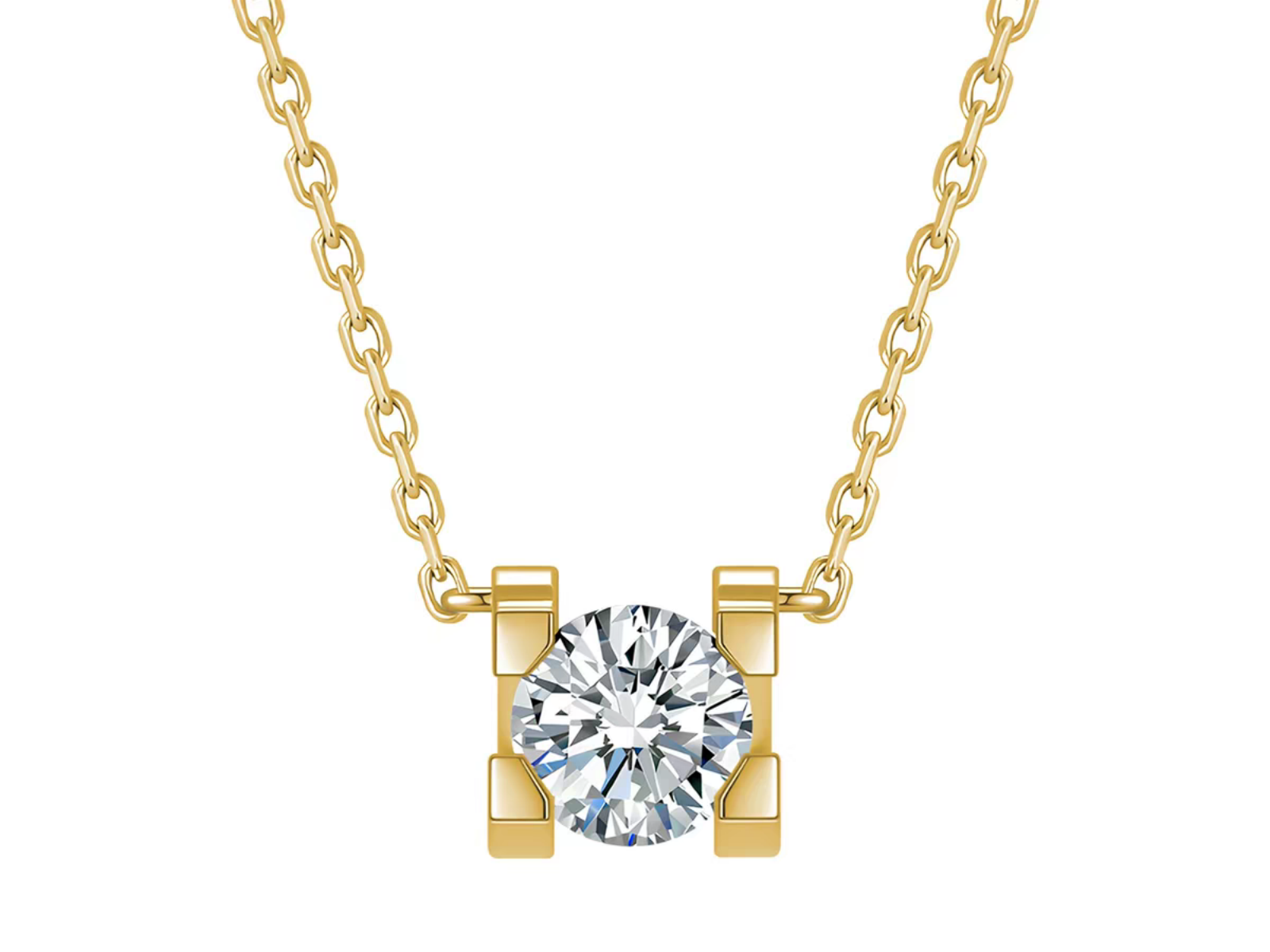 Collana Cyre The Column in oro giallo 18K con diamante lab-grown brillante solitario 1ct, certificazione IGI