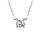 Collana Cyre The Column in oro bianco 18K con diamante lab-grown brillante solitario 1ct, certificazione IGI