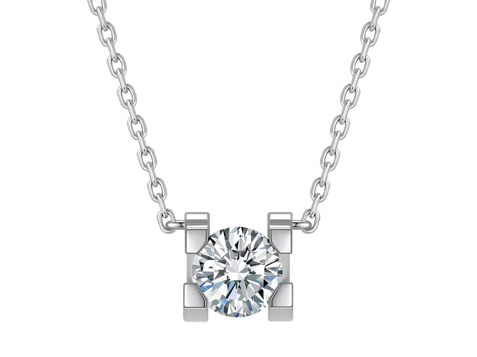 Collana Cyre The Column in oro bianco 18K con diamante lab-grown brillante solitario 1ct, certificazione IGI